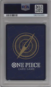 Sabo from the 2023 One Piece set featuring a Manga parallel graded by PSA and given an overall grade of 10.