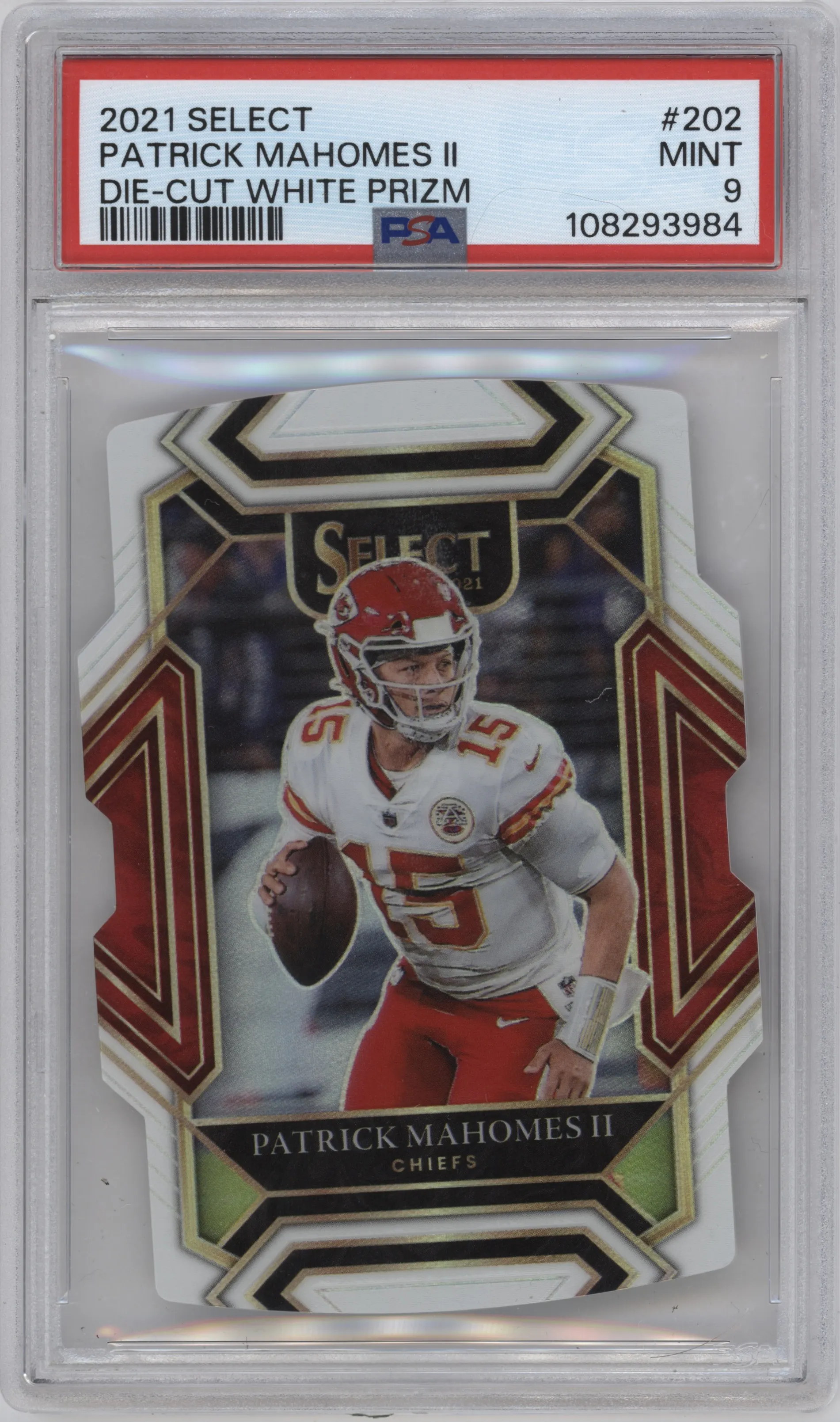 2021 Panini Select Club Lvl. Patrick Mahomes II Die-Cut White #202 PSA 9