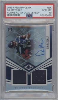 DK Metcalf from the 2019 Panini Phoenix set graded by PSA and given an overall grade of 10.