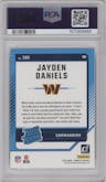 Jayden Daniels from the 2024 Donruss set graded by PSA and given an overall grade of 10.