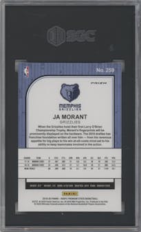 Ja Morant from the 2019-20 Panini Hoops Premium Stock set featuring a Flash parallel graded by SGC and given an overall grade of 10.