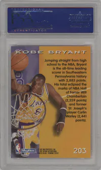 Kobe Bryant from the 1996-97 Skybox Premium set graded by PSA and given an overall grade of 10.