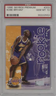 Kobe Bryant from the 1996-97 Skybox Premium set graded by PSA and given an overall grade of 10.