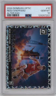 Reed Sheppard from the 2024-25 Donruss Optic set graded by PSA and given an overall grade of 10.