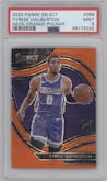 Tyrese Haliburton from the 2020-21 Panini Select  set featuring a Neon Orange Pulsar  parallel graded by PSA and given an overall grade of 9.