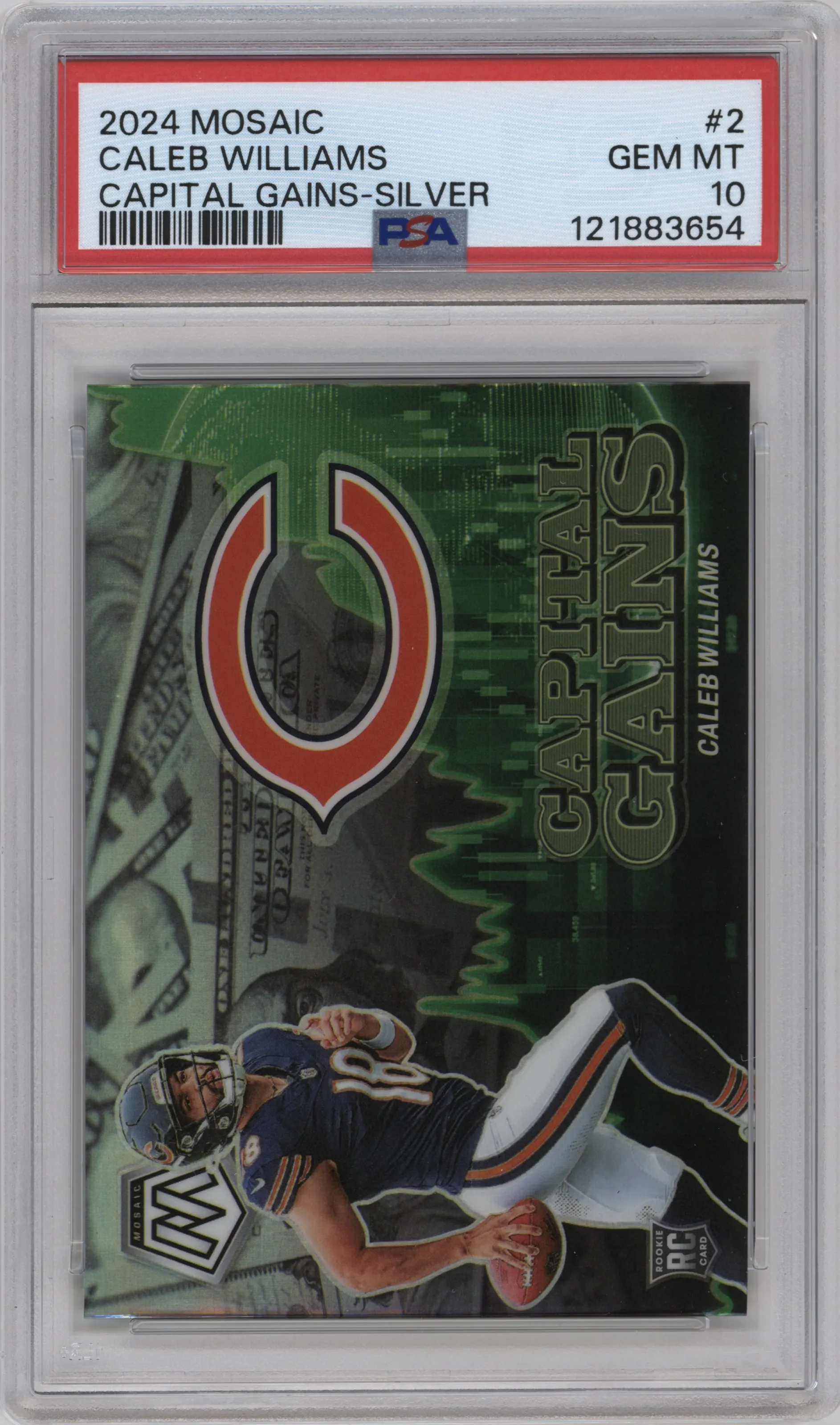 2024 Panini Mosaic Capital Gains Caleb Williams Silver #2 PSA 10