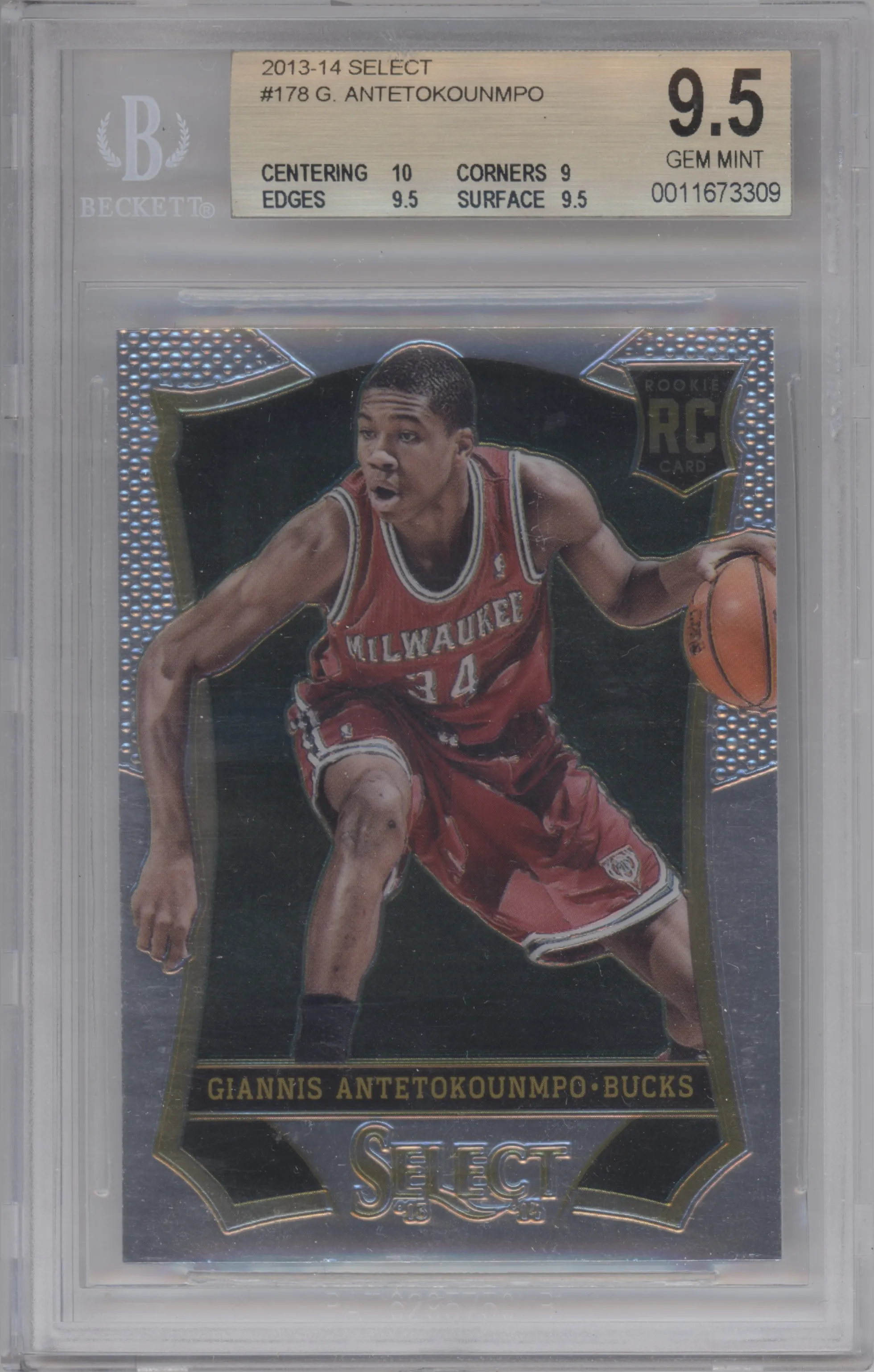 2013 Panini Select Giannis Antetokounmpo #178 BGS 9.5
