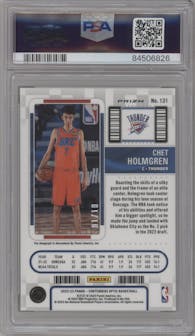Chet Holmgren from the 2022-23 Panini Contenders Optic set featuring a Gold Wave parallel graded by PSA and given an overall grade of 9.