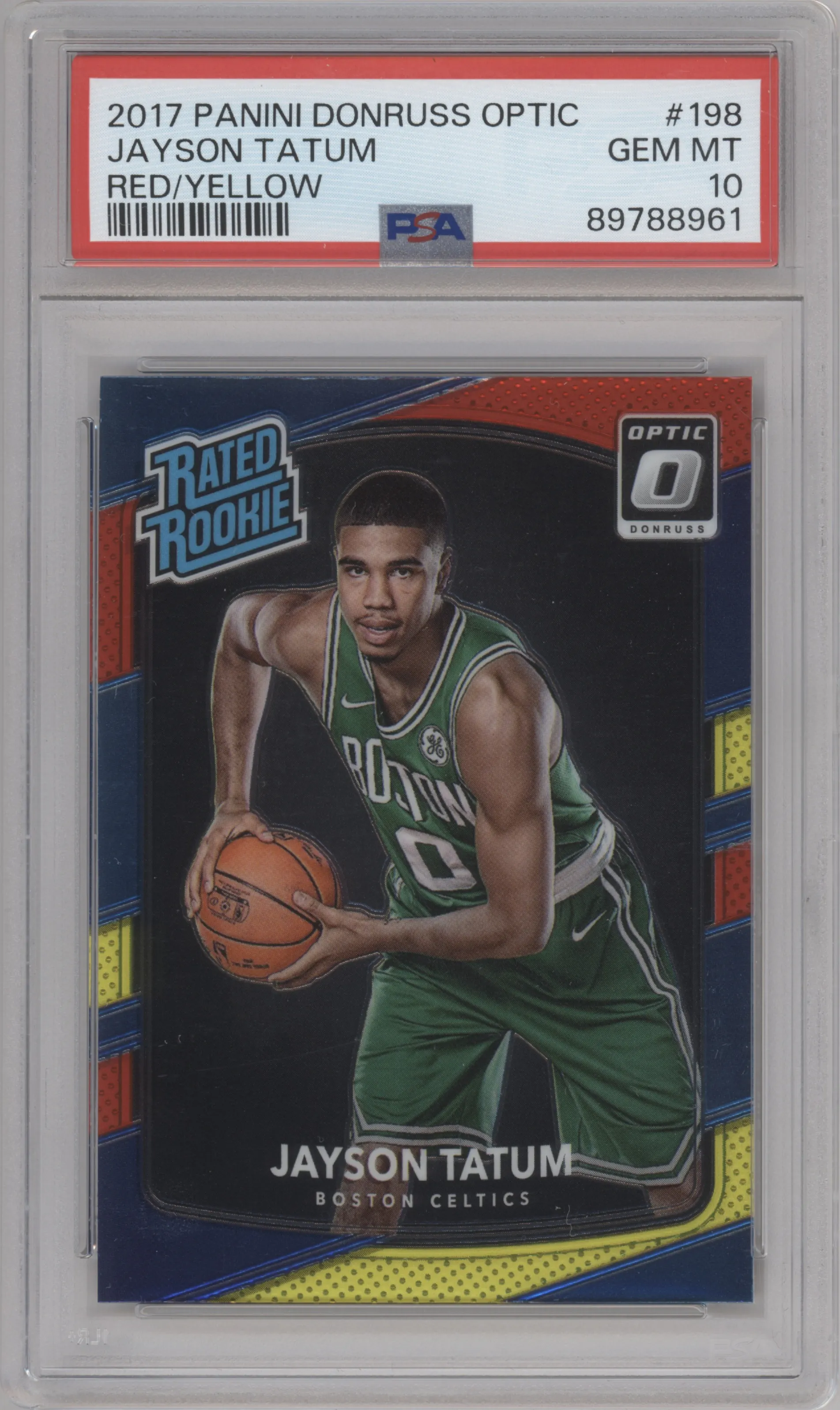 2017 Panini Donruss Optic Rated Rookie Jayson Tatum Red/Yellow PSA 10