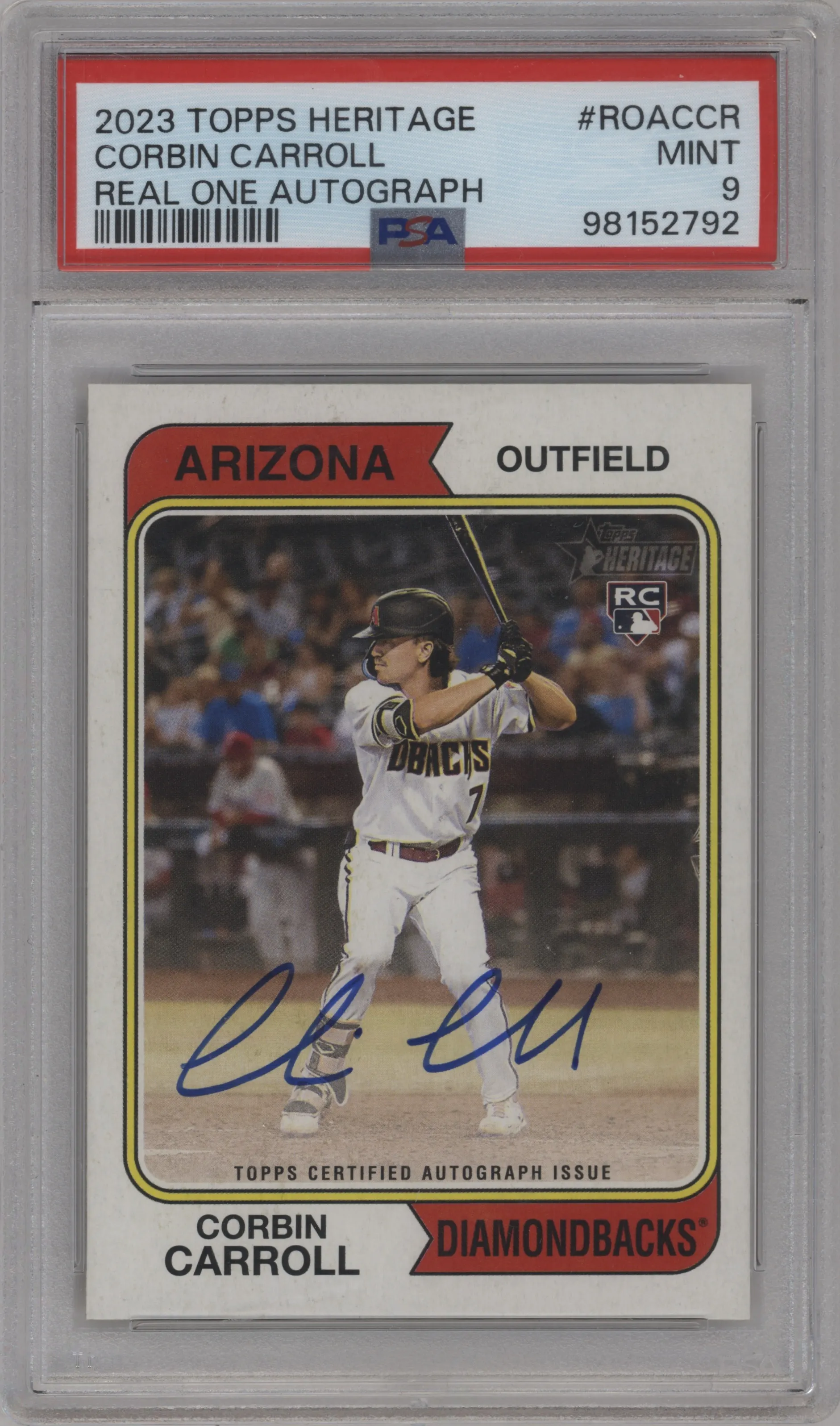 2023 Topps Heritage Real One Auto Corbin Carroll PSA 9