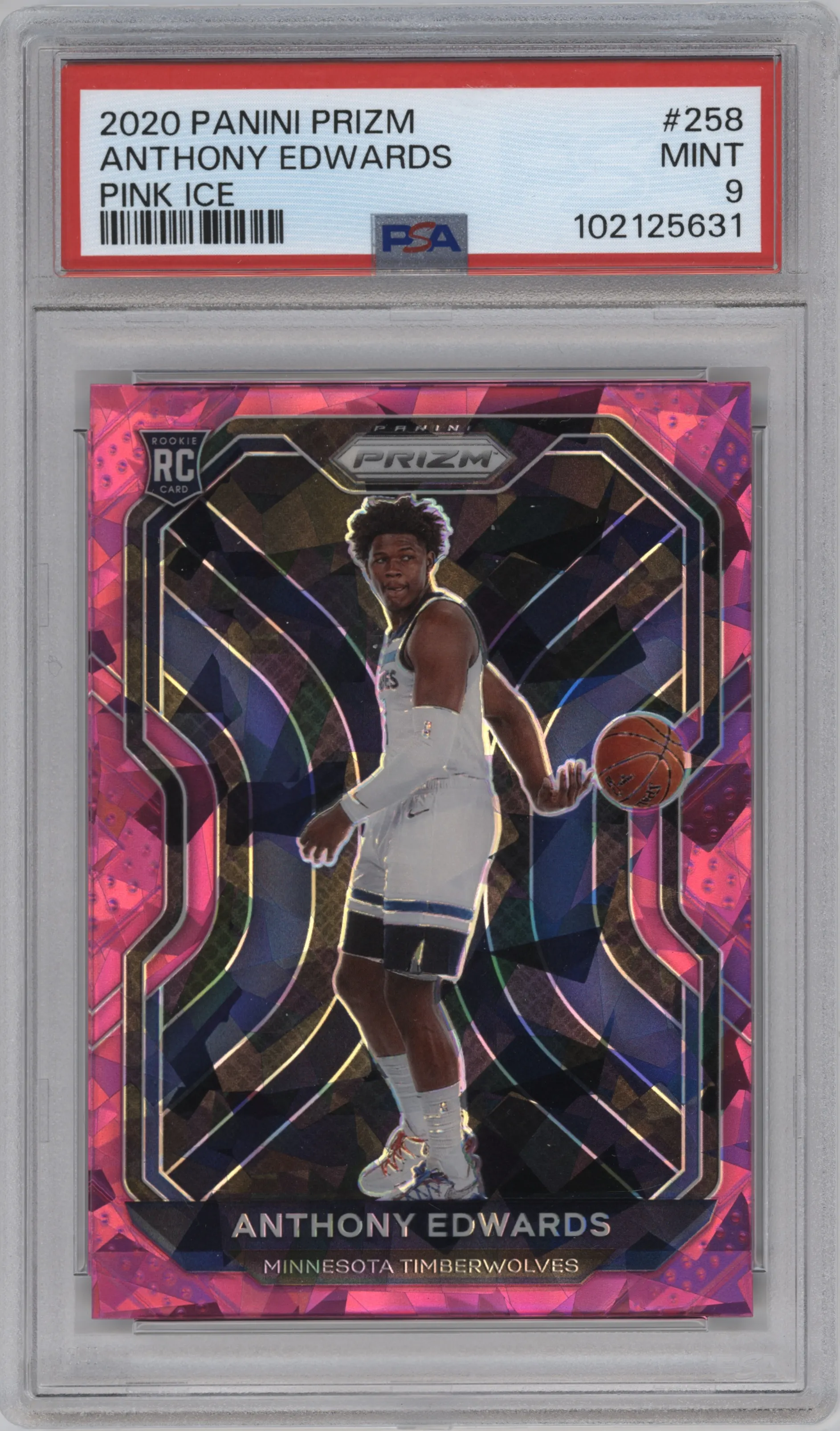 2020 Panini Prizm Anthony Edwards Pink Ice PSA 9