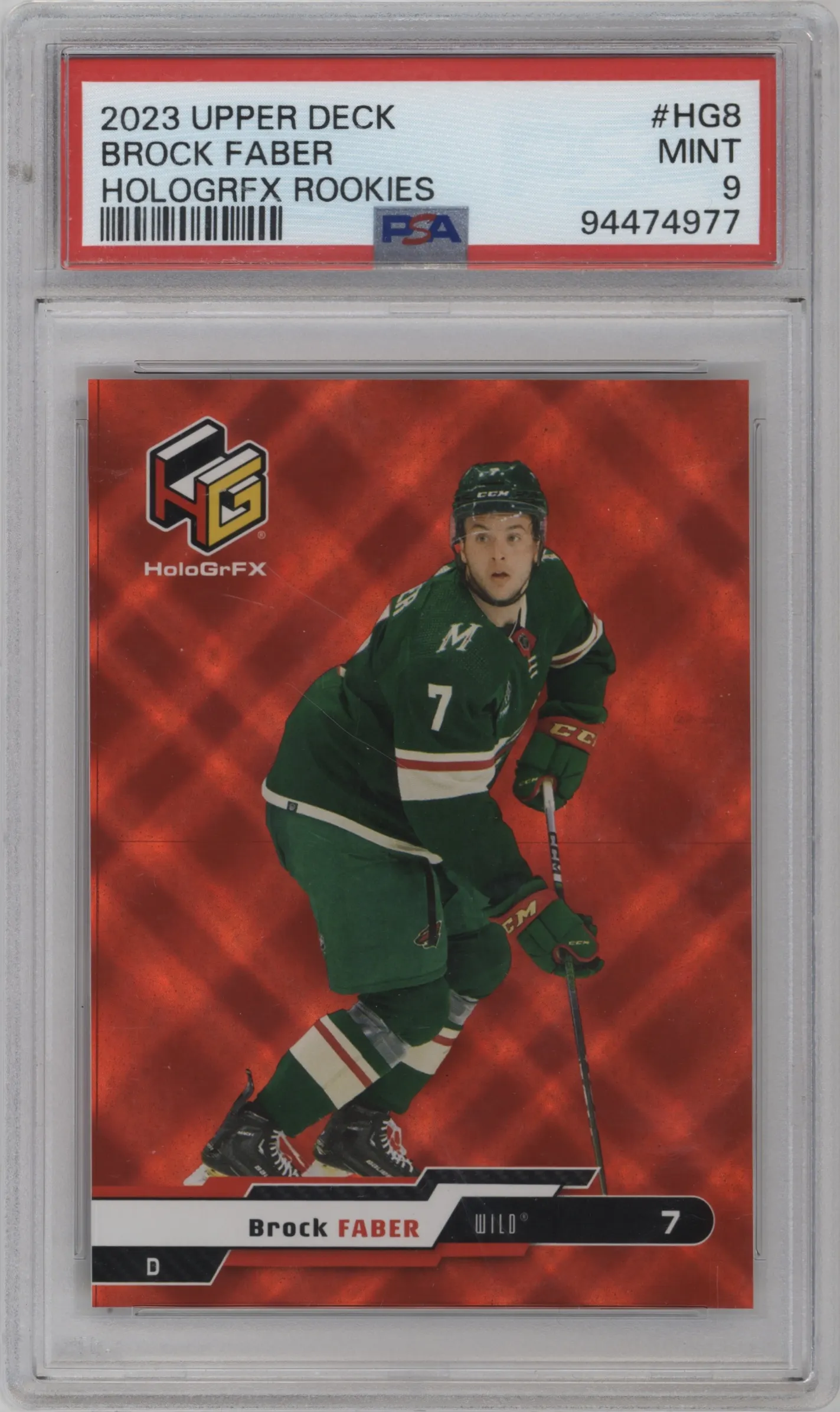 2023 Upper Deck Extended Series HoloGrFx Rookies Brock Faber #HG-8 PSA 9