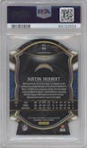 Justin Herbert from the 2020 Panini Select set featuring a Die-Cut Neon Green parallel graded by PSA and given an overall grade of 10.
