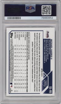 Michael Harris II from the 2023 Topps Chrome set featuring a Red parallel graded by PSA and given an overall grade of 9.