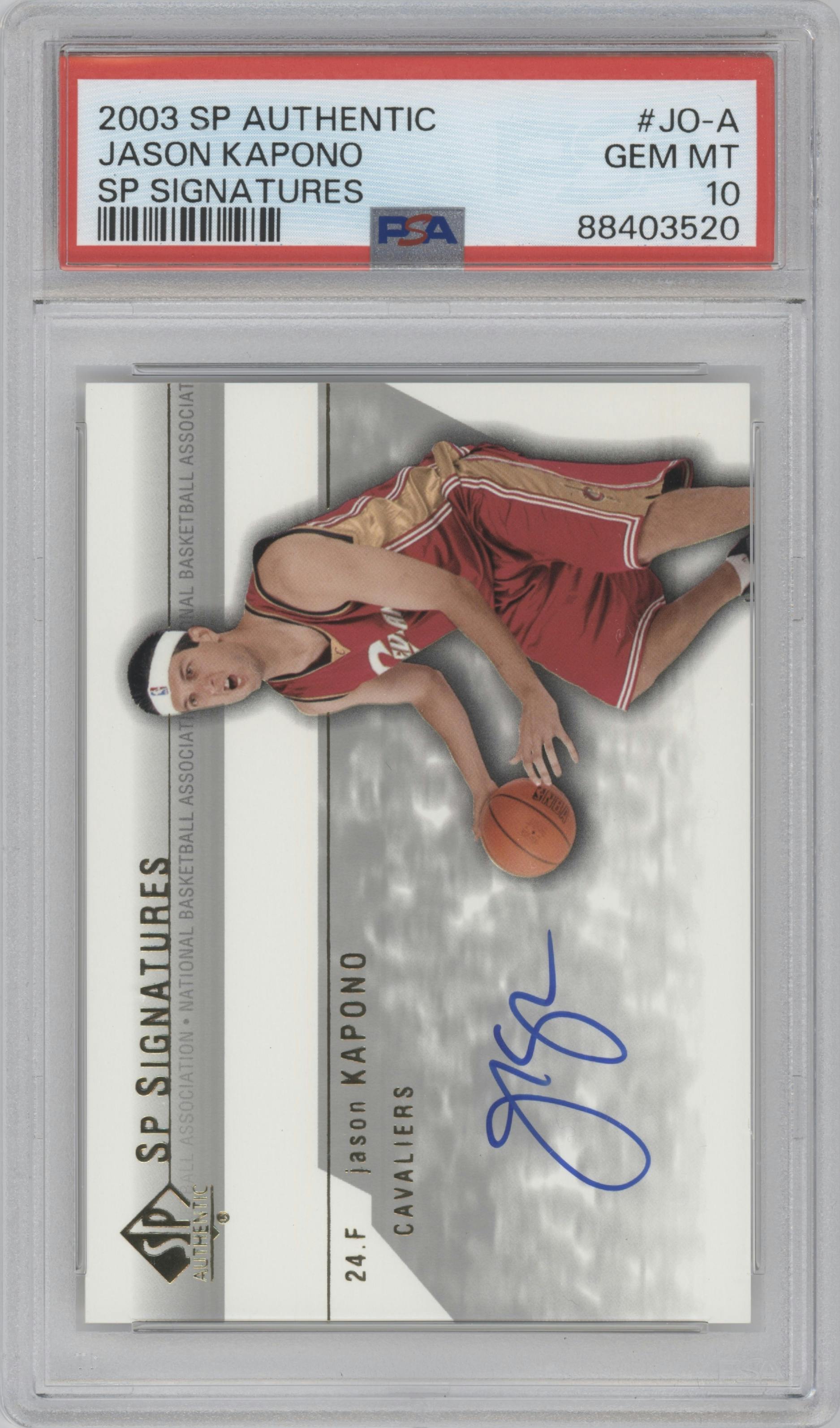 Jason Kapono from the 2003-04 SP Authentic set graded by PSA and given an overall grade of 10.