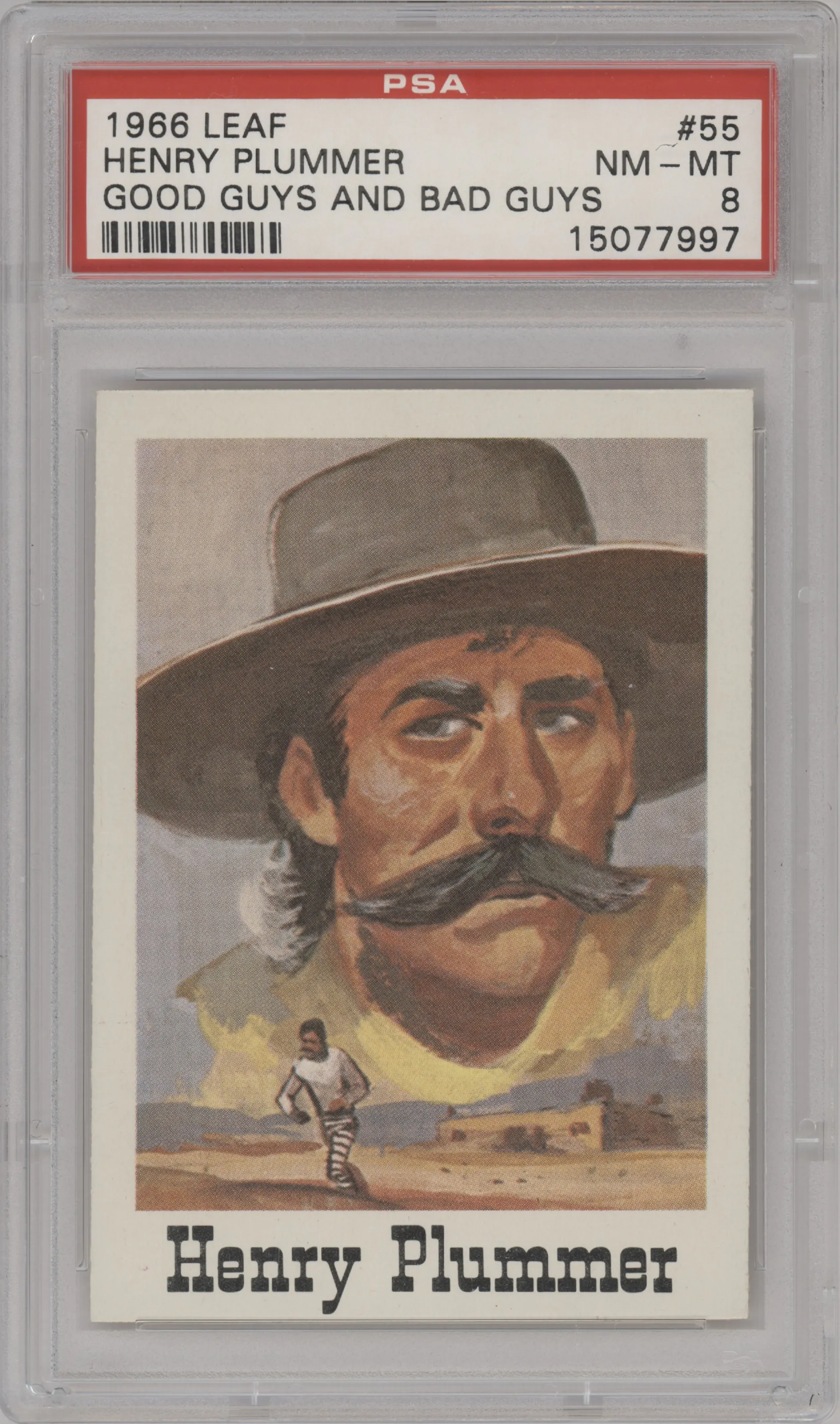 1966 Leaf Good Guys and Bad Guys Henry Plummer #55 PSA 8
