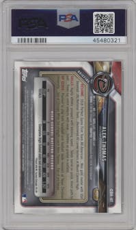Alek Thomas from the 2018 Bowman Draft set graded by PSA and given an overall grade of 10.