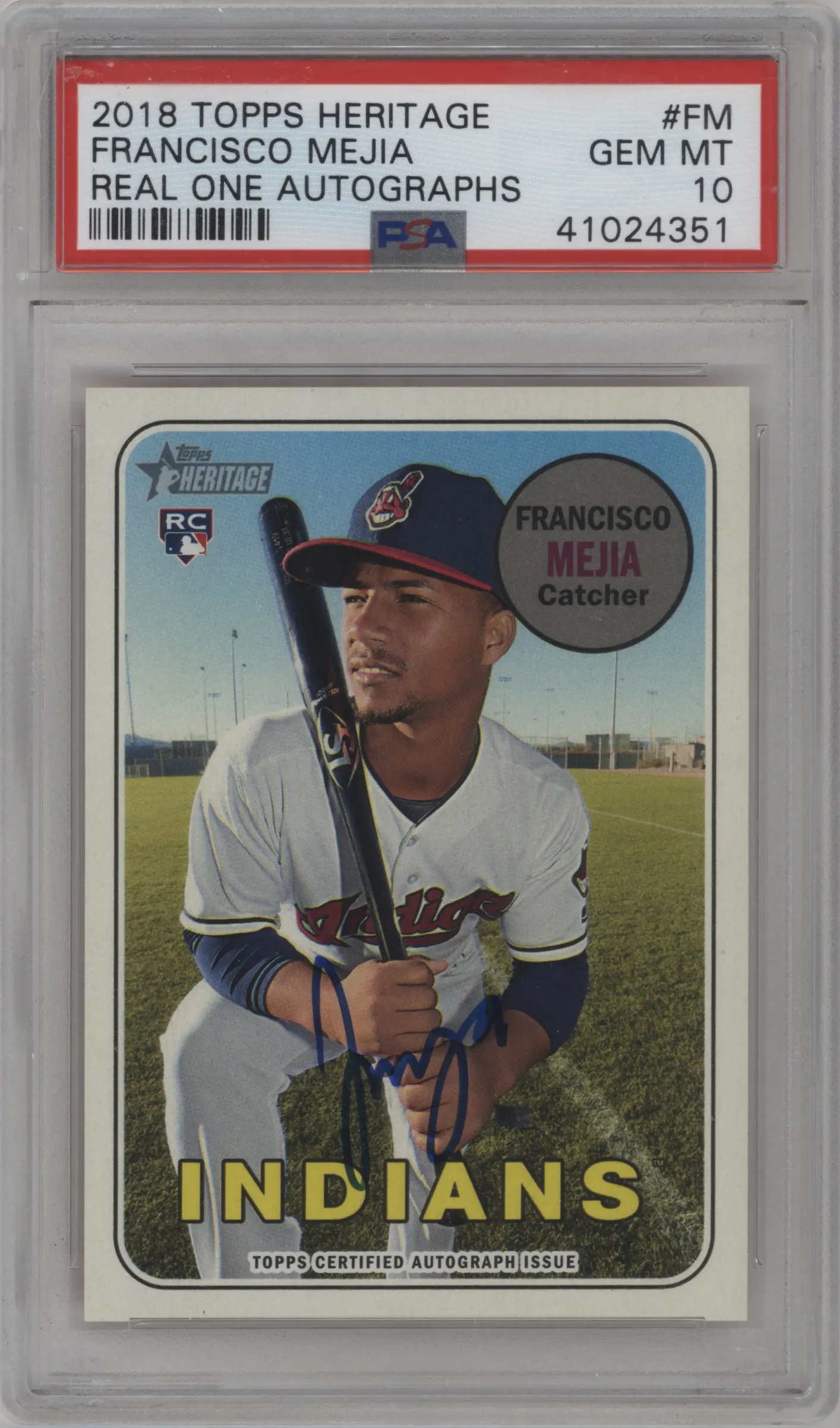 2018 Topps Heritage Real One Auto Francisco Mejia PSA 10
