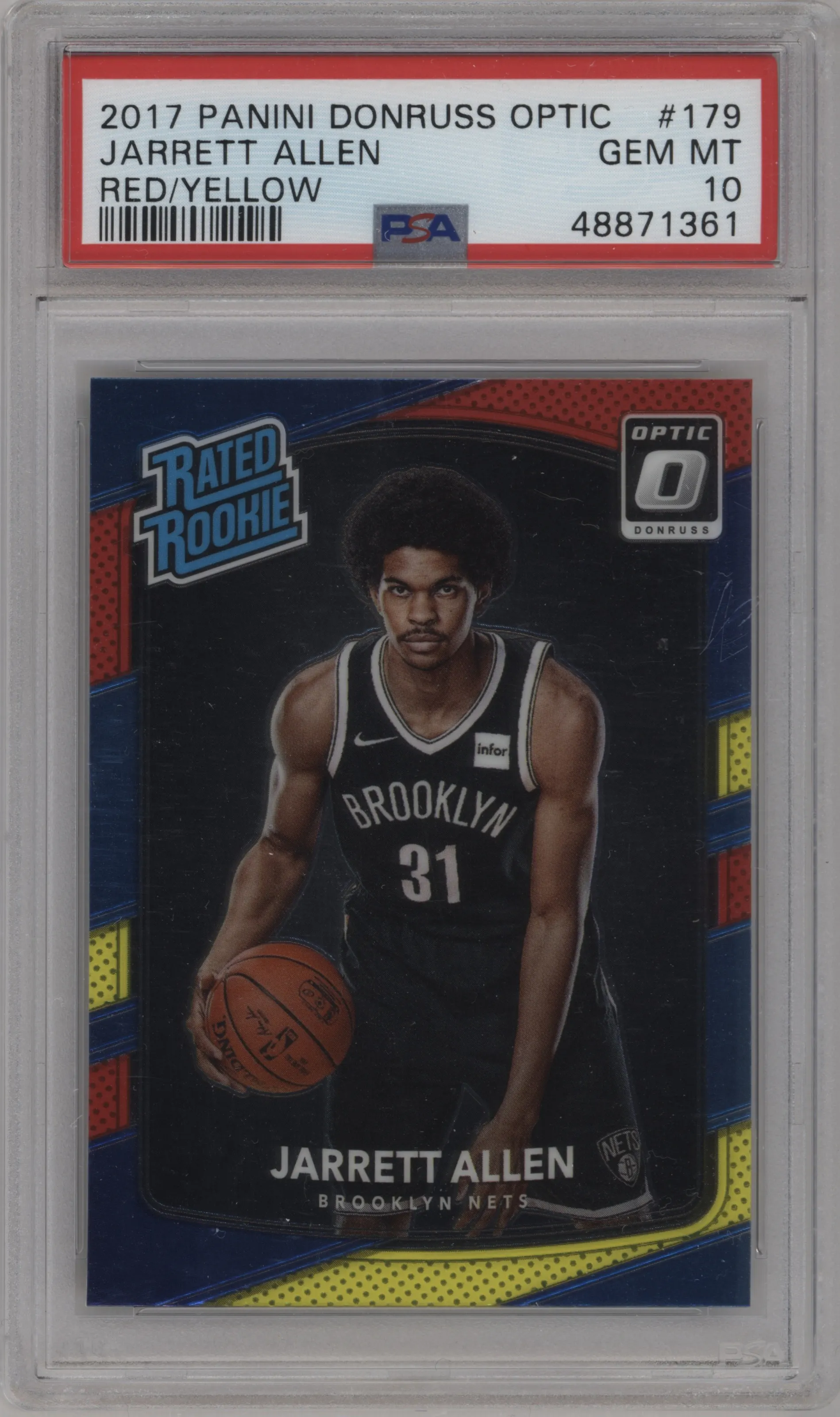 2017 Panini Donruss Optic Rated Rookie Jarrett Allen Red/Yellow PSA 10