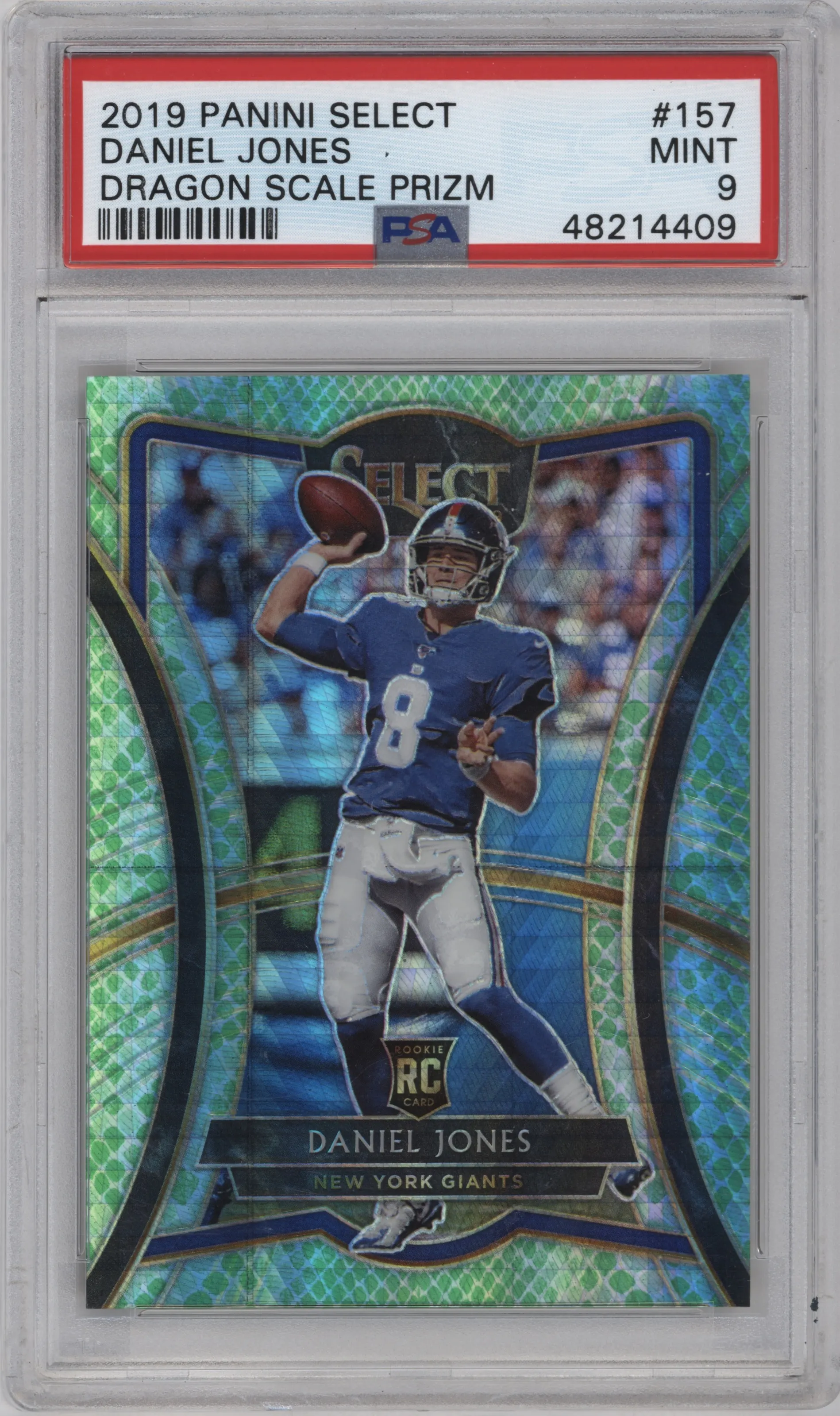 2019 Panini Select Pre.Lvl. Daniel Jones Dragon Scale PSA 9