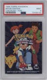 Movie Edition Black Checklist from the 1999 Pokemon set featuring a Foil parallel graded by PSA and given an overall grade of 9.