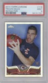 Travis Kelce from the 2013 Topps Chrome set featuring a Refractor parallel graded by PSA and given an overall grade of 9.