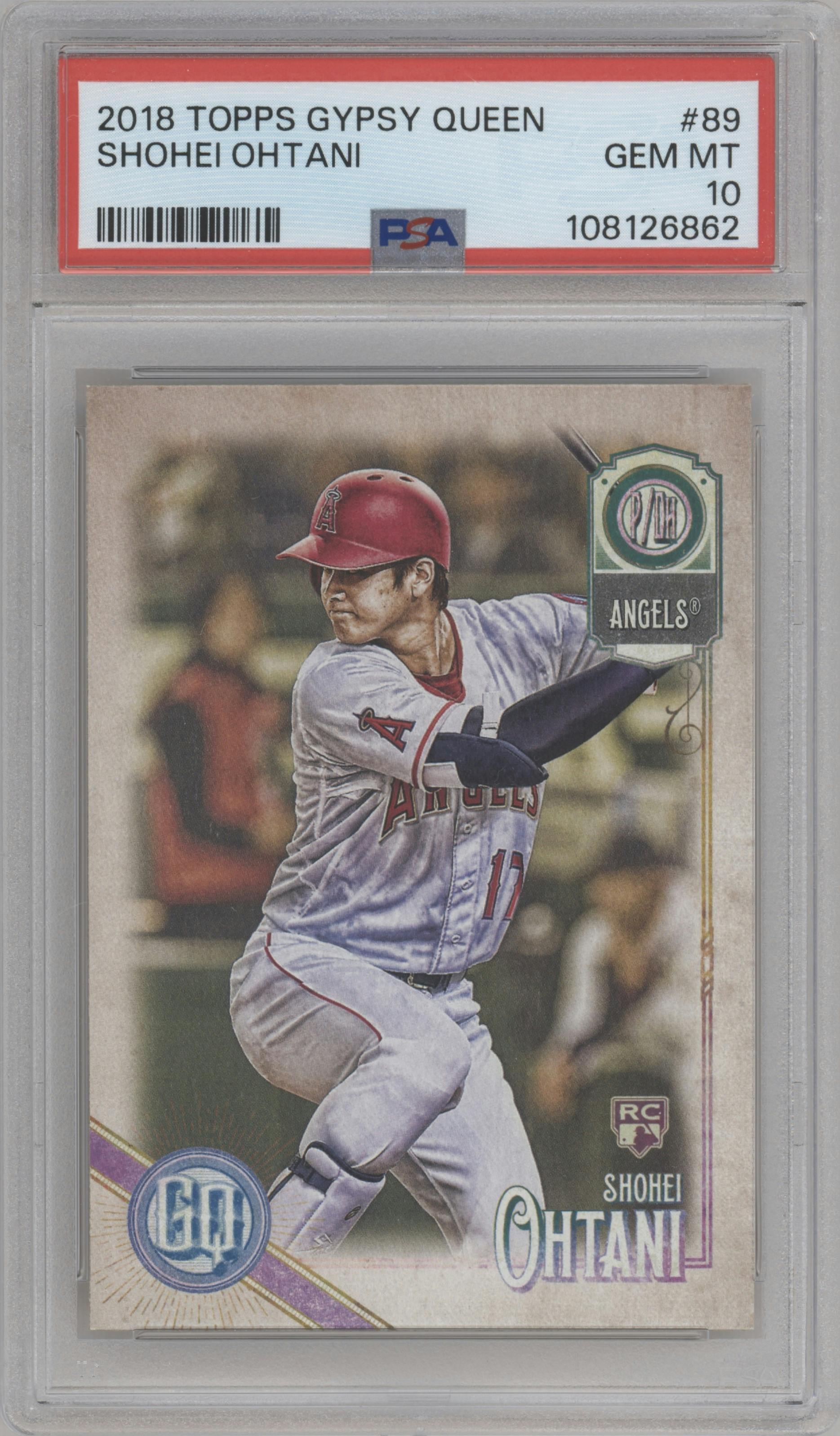 Shohei Ohtani from the 2018 Topps Gypsy Queen set graded by PSA and given an overall grade of 10.