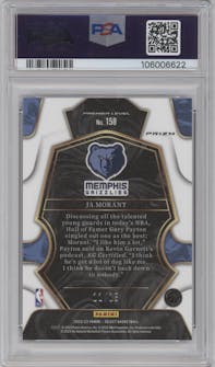 Ja Morant from the 2022-23 Panini Select set featuring a Neon Orange Pulsar parallel graded by PSA and given an overall grade of 10.