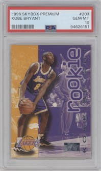 Kobe Bryant from the 1996-97 Skybox Premium set graded by PSA and given an overall grade of 10.