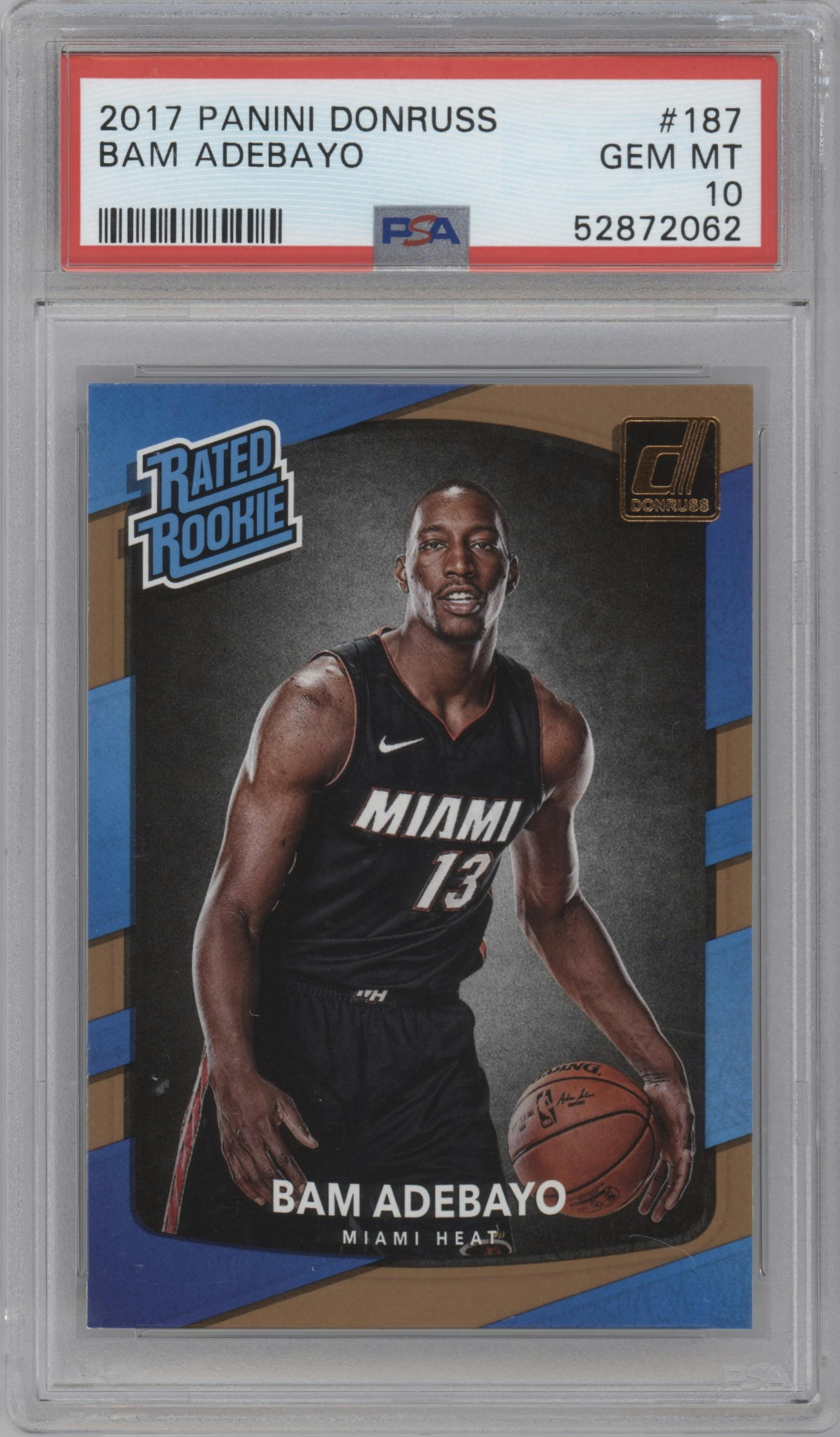 Bam Adebayo from the 2017-18 Panini Donruss set graded by PSA and given an overall grade of 10.