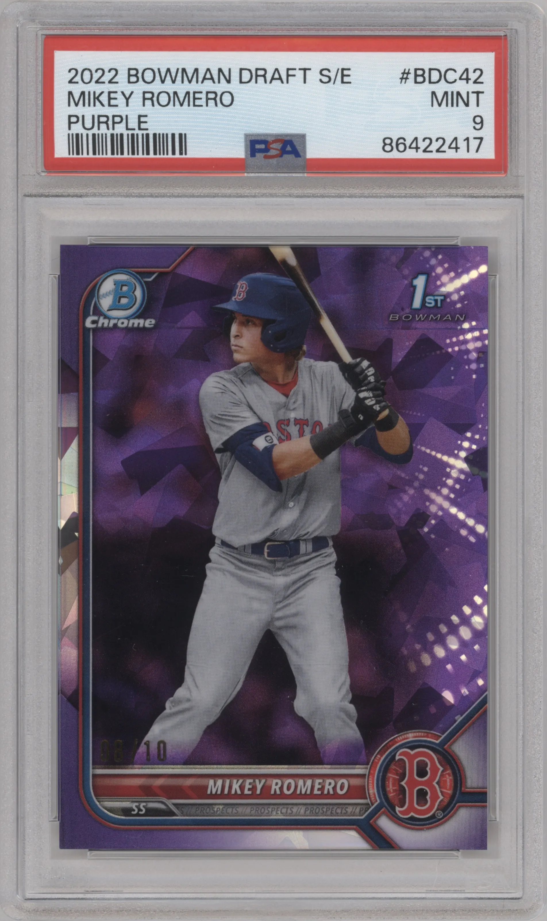 2022 Bowman Draft Sapphire Edition Chrome Mikey Romero Purple PSA 9