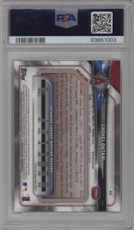 Shohei Ohtani from the 2018 Bowman set graded by PSA and given an overall grade of 10.