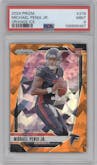Michael Penix Jr. from the 2024 Panini Prizm set featuring a Orange Ice parallel graded by PSA and given an overall grade of 9.