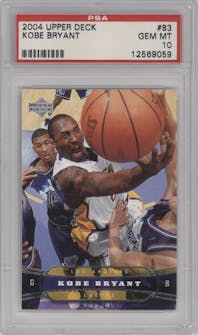 Kobe Bryant from the 2004-05 Upper Deck set graded by PSA and given an overall grade of 10.