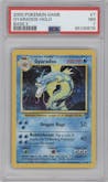 Gyarados from the 2000 Pokemon set graded by PSA and given an overall grade of 7.