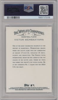 Victor Wembanyama from the 2023 Topps Allen & Ginter set graded by PSA and given an overall grade of 10.