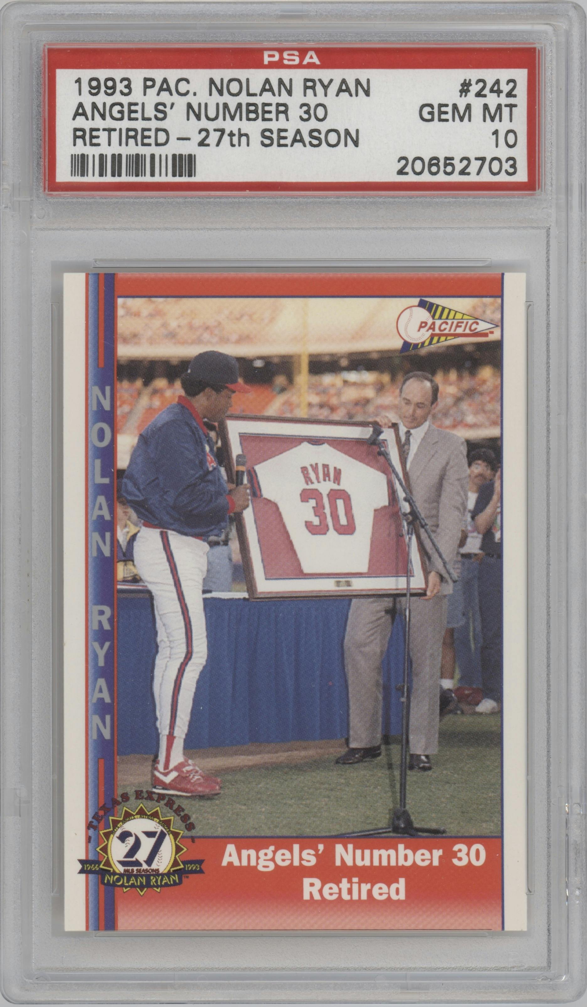 Angels' #30 Retired from the 1993 Pacific Texas Express set graded by PSA and given an overall grade of 10.