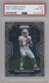 Tua Tagovailoa from the 2020 Panini Prizm set graded by PSA and given an overall grade of 10.