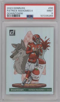 Patrick Mahomes II  from the 2023 Panini Donruss set graded by PSA and given an overall grade of 9.