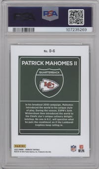 Patrick Mahomes II  from the 2023 Panini Donruss set graded by PSA and given an overall grade of 9.