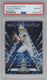 Justin Herbert from the 2023 Donruss Optic set graded by PSA and given an overall grade of 10.