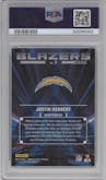 Justin Herbert from the 2023 Donruss Optic set graded by PSA and given an overall grade of 10.