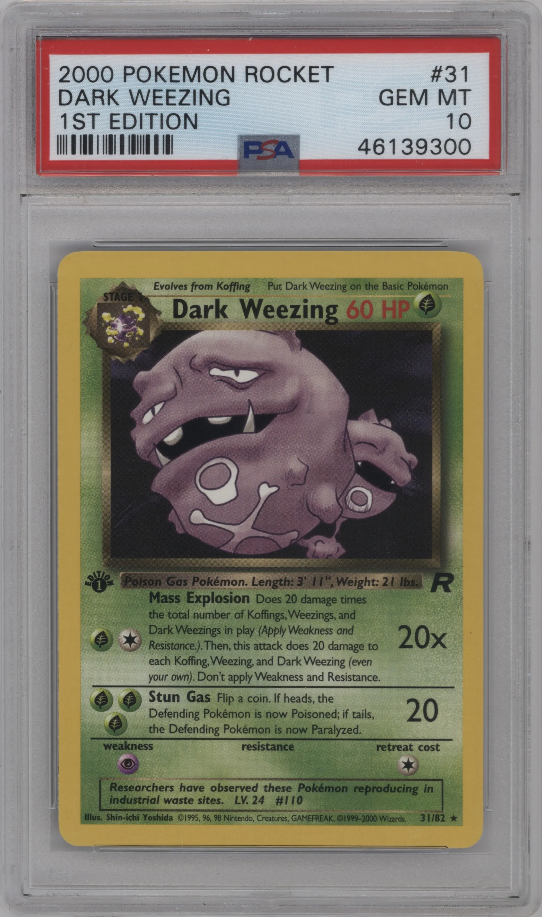 2000 Pokemon Team Rocket Dark Weezing #31 PSA 10