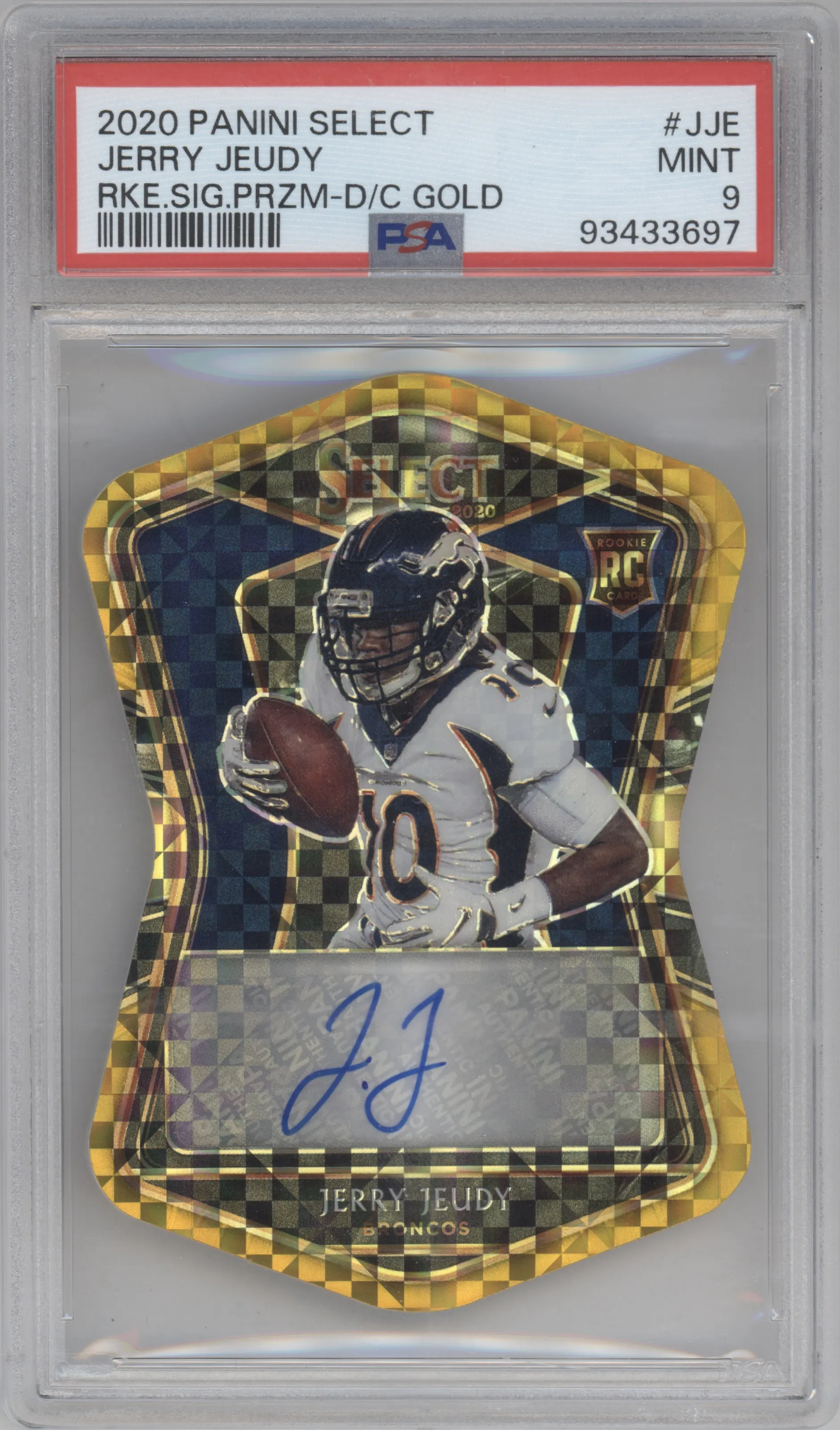 2020 Panini Select Rke.Sig. Jerry Jeudy Die-Cut Gold PSA 9