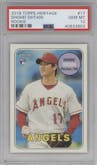 Shohei Ohtani from the 2018 Topps Heritage set graded by PSA and given an overall grade of 10.
