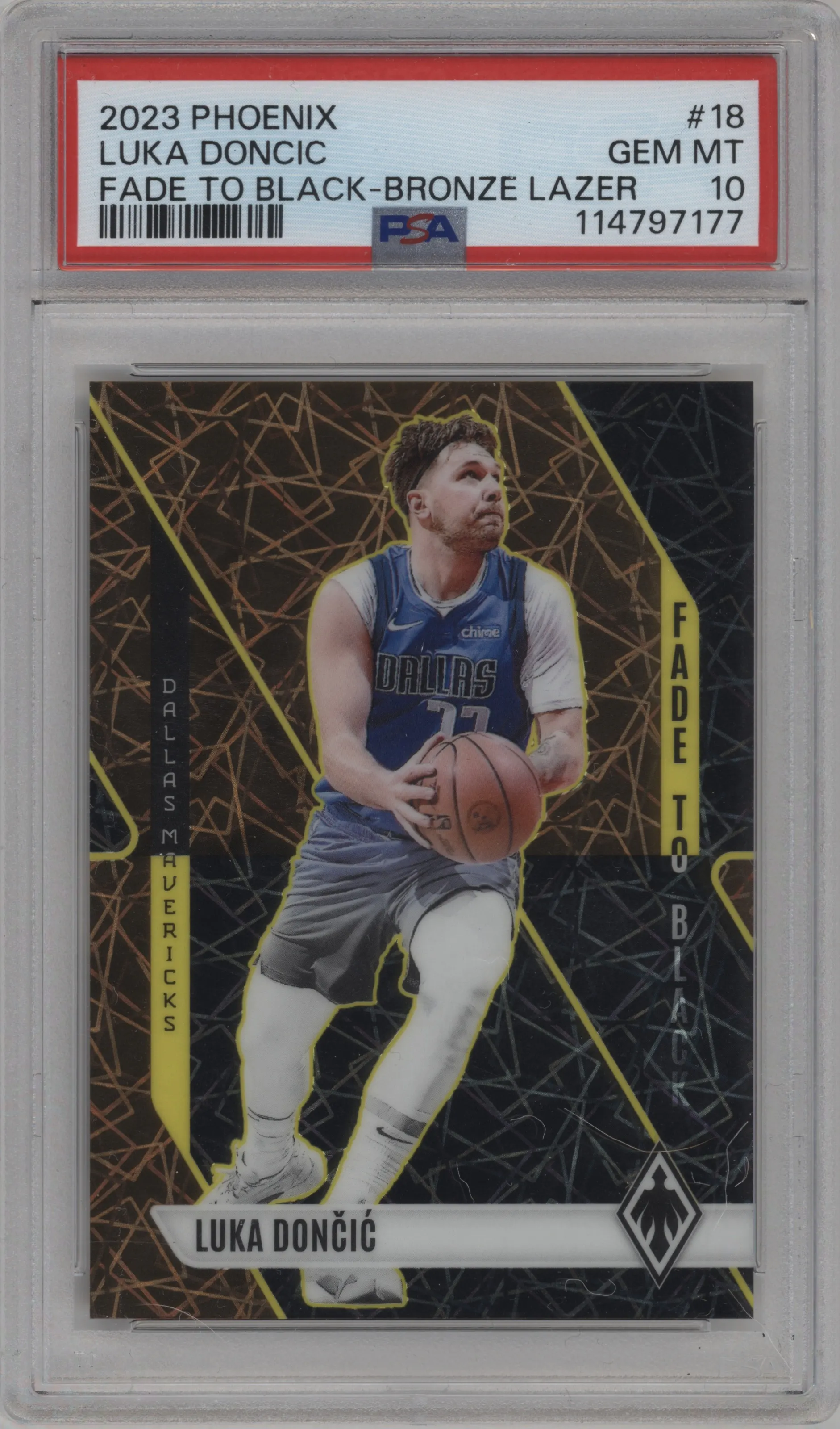 2023 Panini Phoenix Fade to Black Luka Doncic Bronze Lazer #18 PSA 10