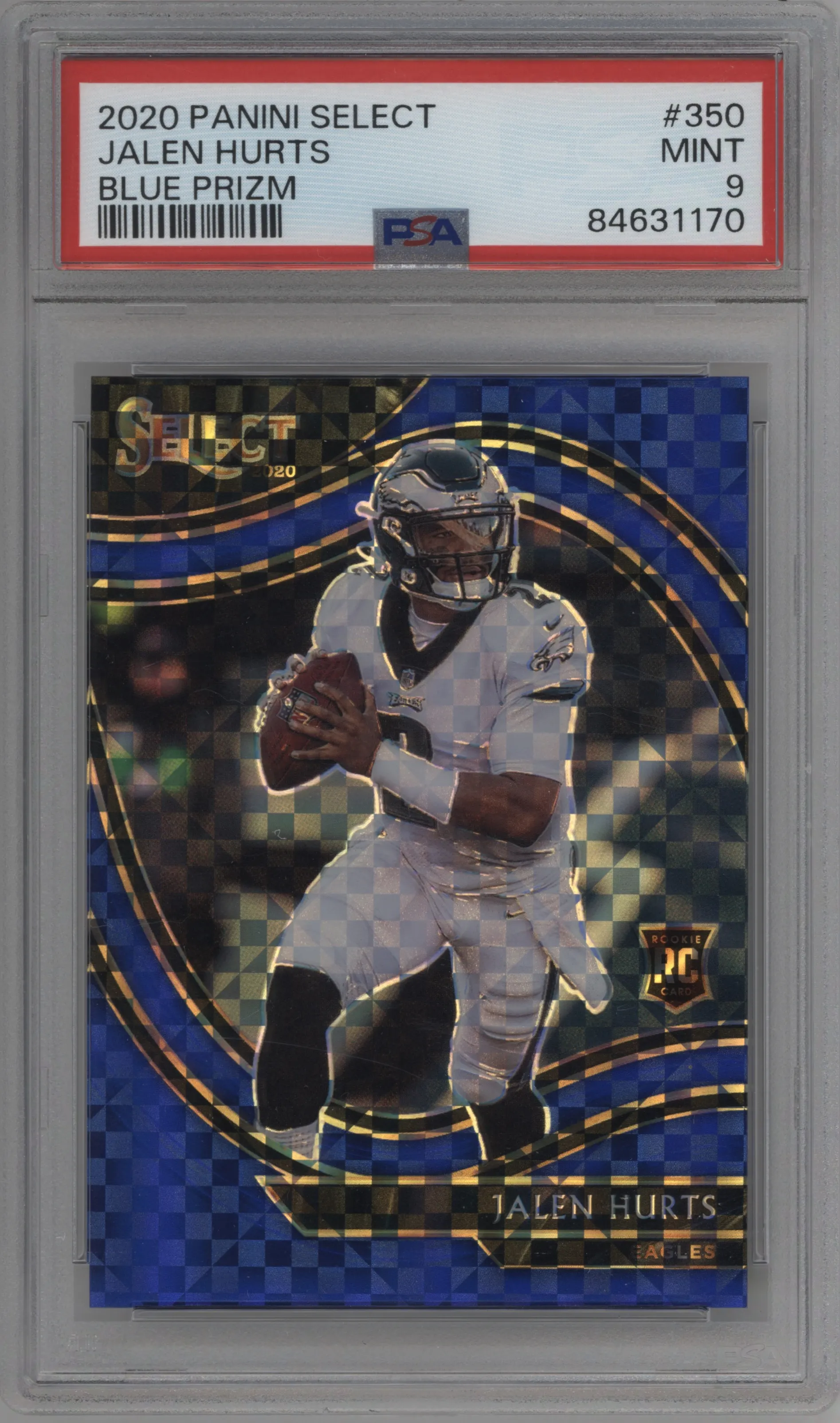 2020 Panini Select Field Lvl. Jalen Hurts Blue Prizm PSA 9