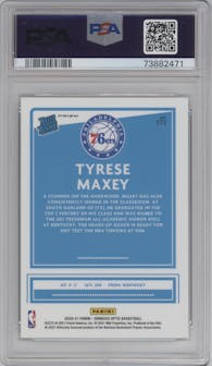 Tyrese Maxey from the 2020-21 Panini Donruss Optic set featuring a Fanatics Box Set parallel graded by PSA and given an overall grade of 10.