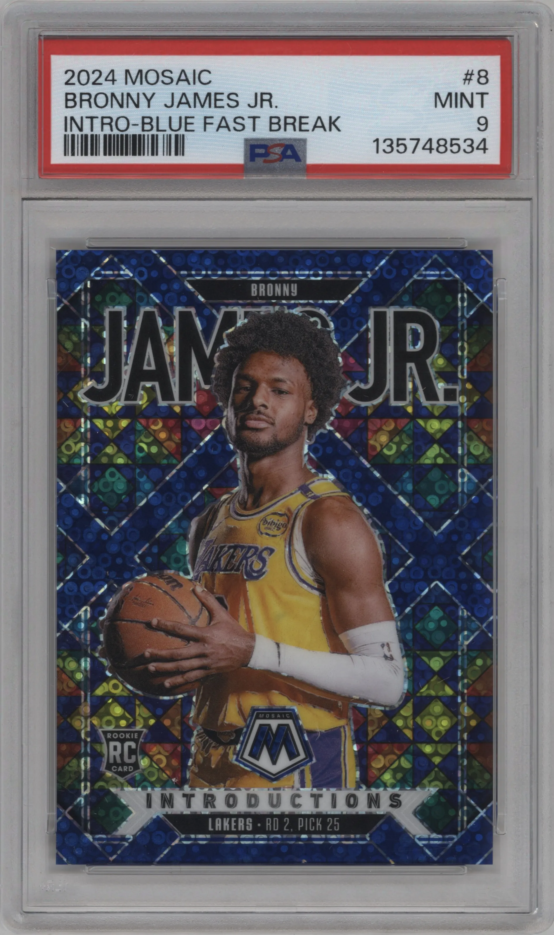 2024 Panini Mosaic Introductions Bronny James Jr. Fast Break Blue #8 PSA 9