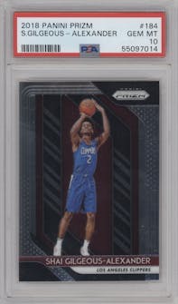 Shai Gilgeous-Alexander from the 2018-19 Panini Prizm set graded by PSA and given an overall grade of 10.